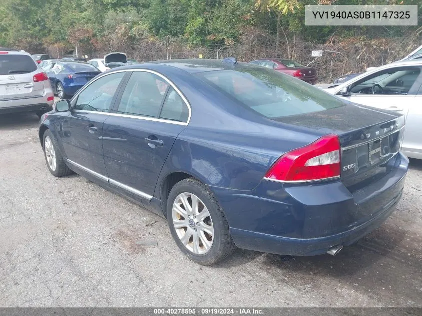 YV1940AS0B1147325 2011 Volvo S80 3.2