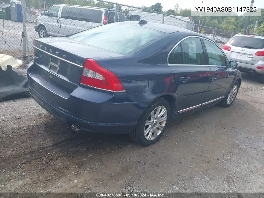 2011 Volvo S80 3.2 VIN: YV1940AS0B1147325 Lot: 40278595