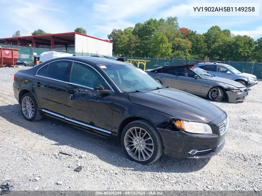 2011 Volvo S80 T6 VIN: YV1902AH5B1149258 Lot: 40308294