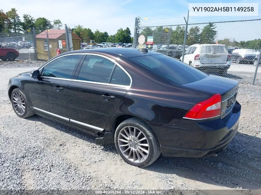 YV1902AH5B1149258 2011 Volvo S80 T6