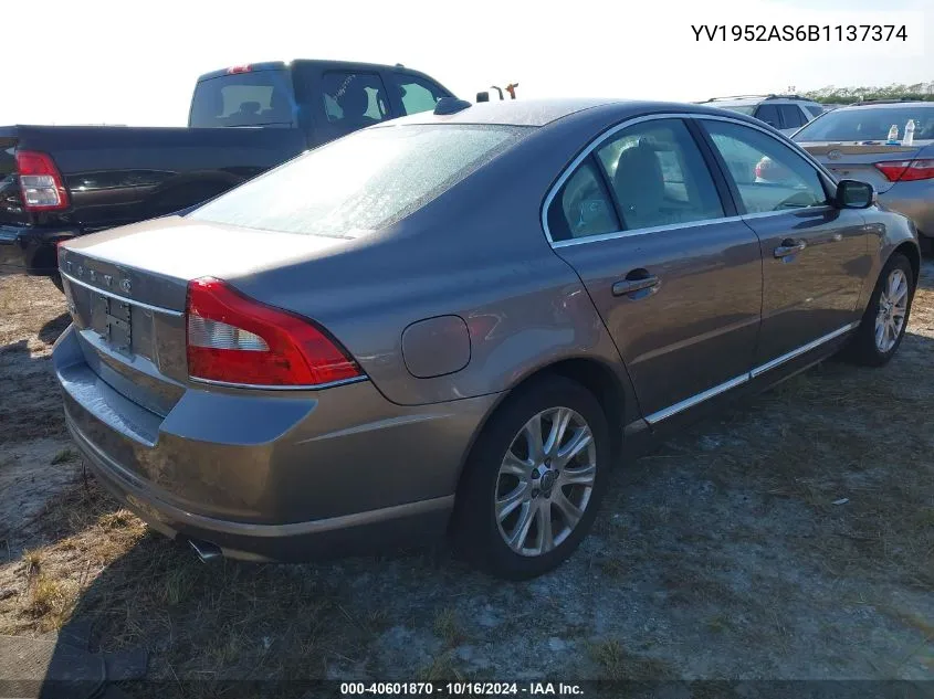 2011 Volvo S80 3.2 VIN: YV1952AS6B1137374 Lot: 40601870