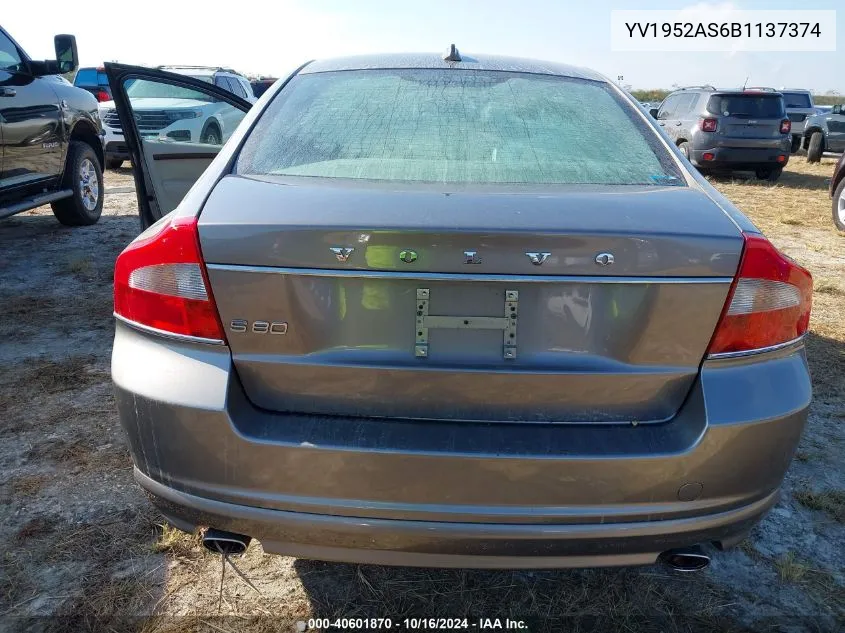 2011 Volvo S80 3.2 VIN: YV1952AS6B1137374 Lot: 40601870