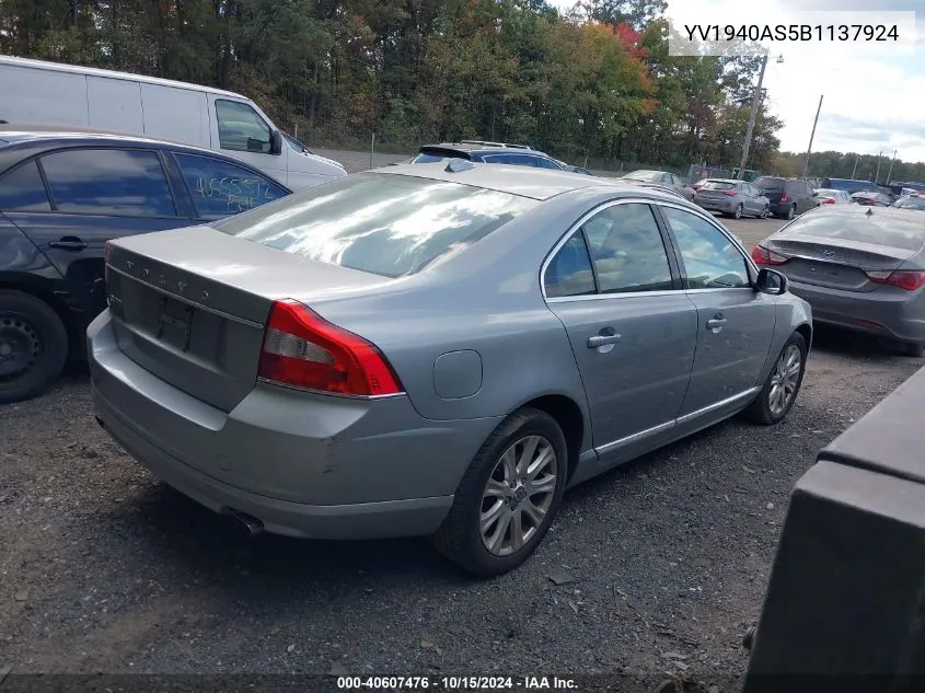 2011 Volvo S80 3.2 VIN: YV1940AS5B1137924 Lot: 40607476