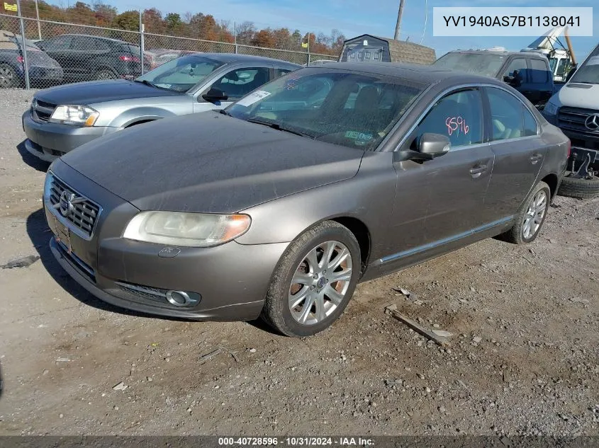 2011 Volvo S80 3.2 VIN: YV1940AS7B1138041 Lot: 40728596