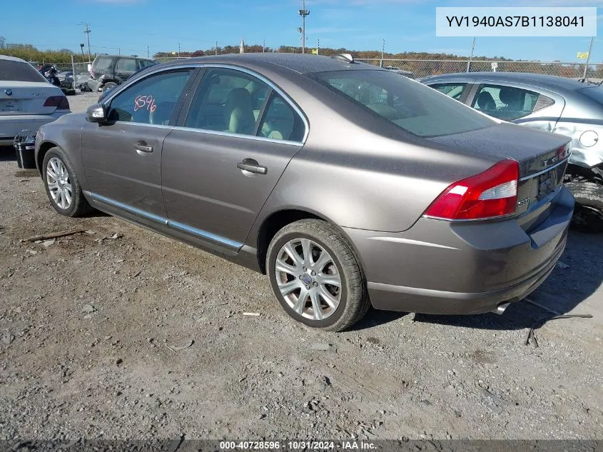 2011 Volvo S80 3.2 VIN: YV1940AS7B1138041 Lot: 40728596