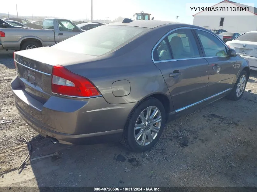 2011 Volvo S80 3.2 VIN: YV1940AS7B1138041 Lot: 40728596