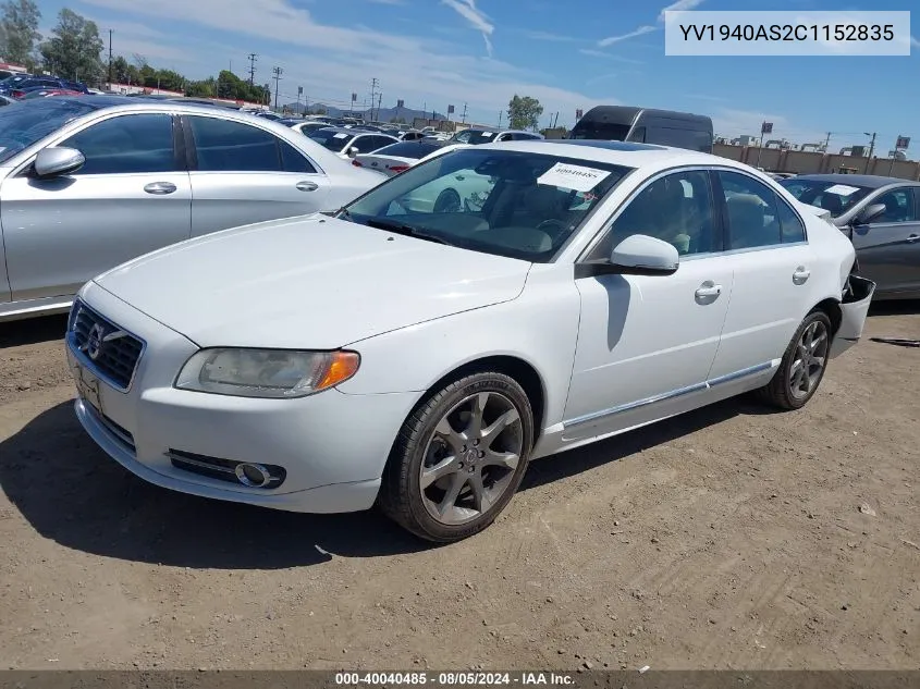 2012 Volvo S80 3.2 Premier Plus VIN: YV1940AS2C1152835 Lot: 40040485