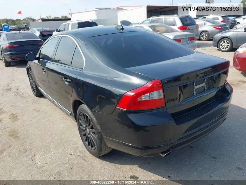 2012 Volvo S80 3.2 Premier Plus VIN: YV1940AS7C1152393 Lot: 40622258