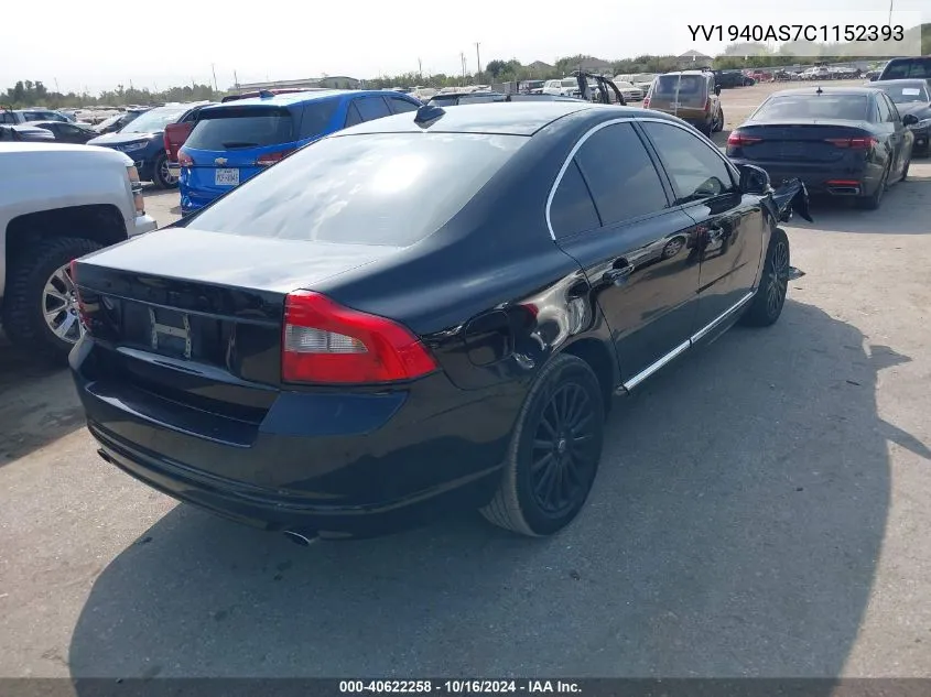 2012 Volvo S80 3.2 Premier Plus VIN: YV1940AS7C1152393 Lot: 40622258