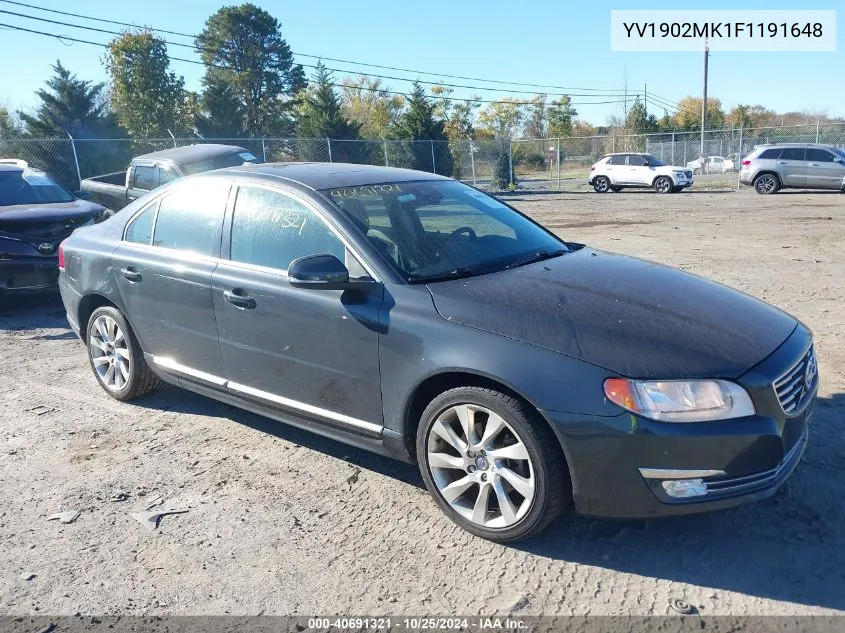 2015 Volvo S80 T6 VIN: YV1902MK1F1191648 Lot: 40691321