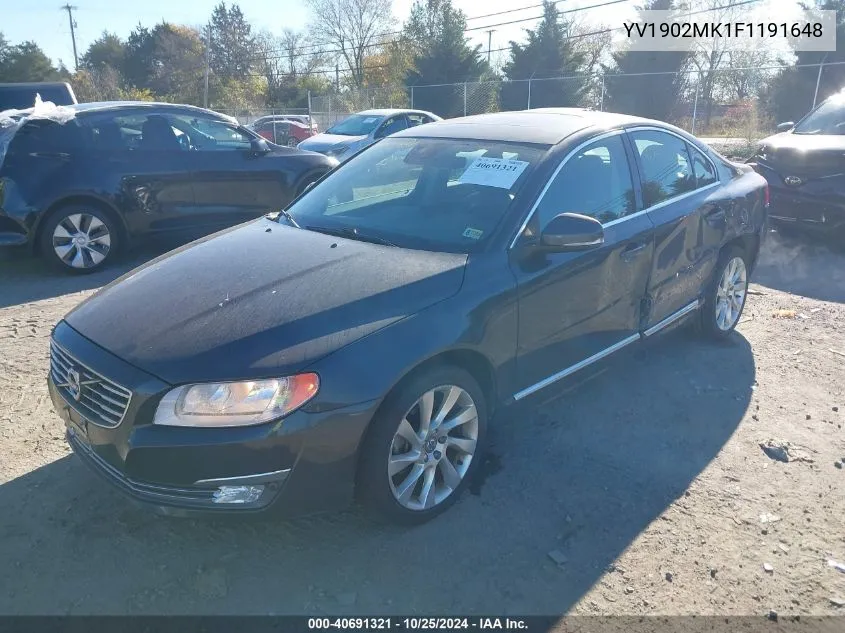 2015 Volvo S80 T6 VIN: YV1902MK1F1191648 Lot: 40691321