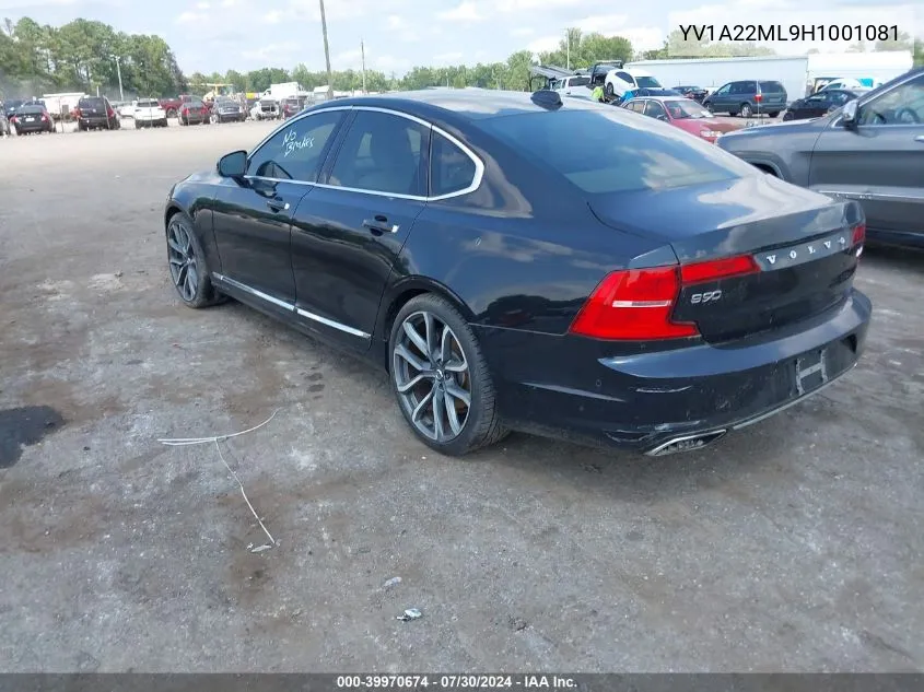 2017 Volvo S90 T6 Inscription VIN: YV1A22ML9H1001081 Lot: 39970674