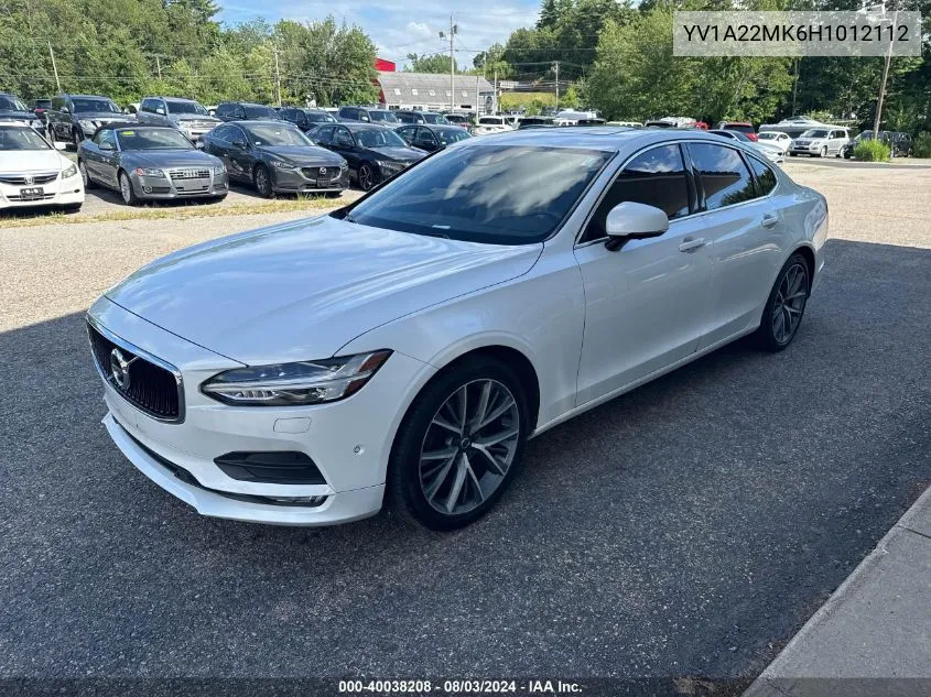 2017 Volvo S90 T6 Momentum VIN: YV1A22MK6H1012112 Lot: 40038208