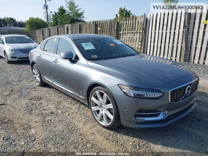 2017 Volvo S90 T6 Inscription VIN: YV1A22ML9H1000982 Lot: 40068934