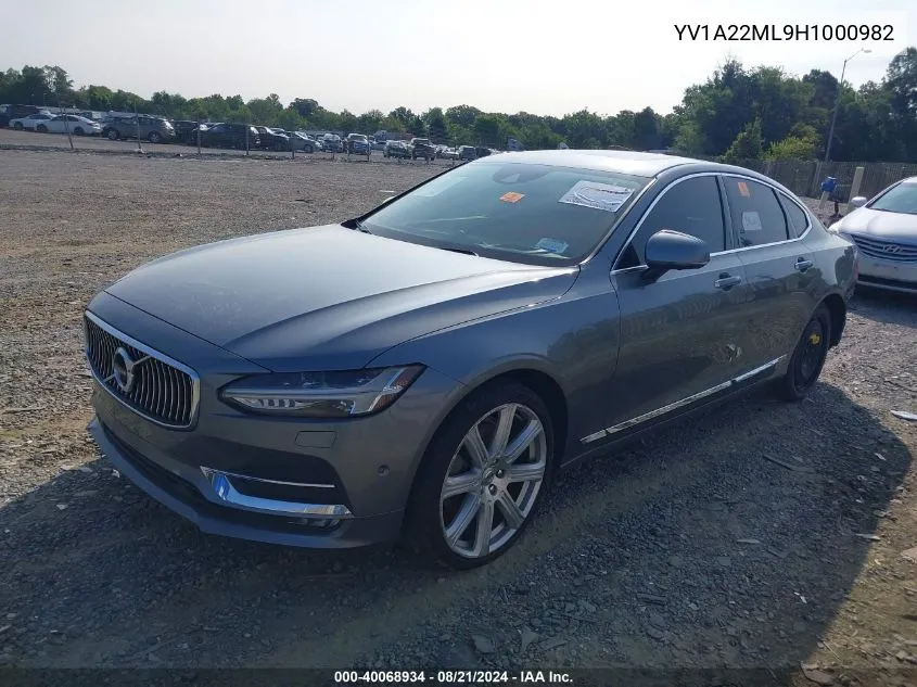 2017 Volvo S90 T6 Inscription VIN: YV1A22ML9H1000982 Lot: 40068934