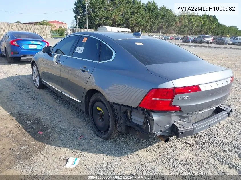 2017 Volvo S90 T6 Inscription VIN: YV1A22ML9H1000982 Lot: 40068934