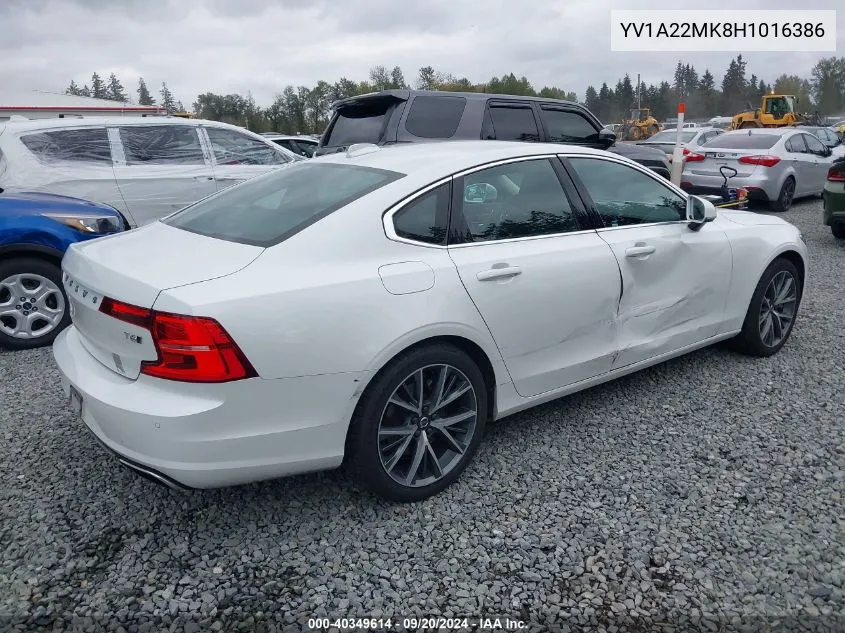 2017 Volvo S90 T6 Momentum VIN: YV1A22MK8H1016386 Lot: 40349614