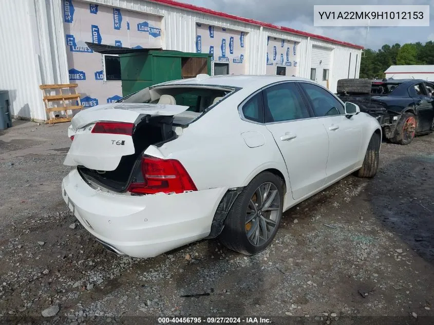 YV1A22MK9H1012153 2017 Volvo S90 T6 Momentum