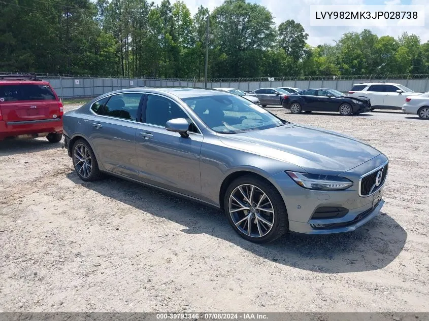 2018 Volvo S90 T5 Momentum VIN: LVY982MK3JP028738 Lot: 39793346