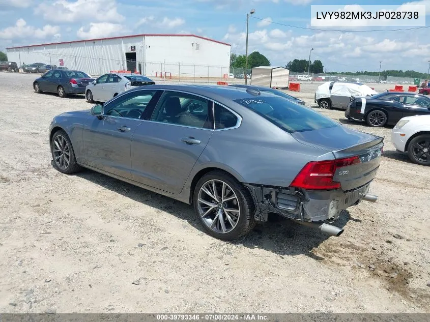 2018 Volvo S90 T5 Momentum VIN: LVY982MK3JP028738 Lot: 39793346