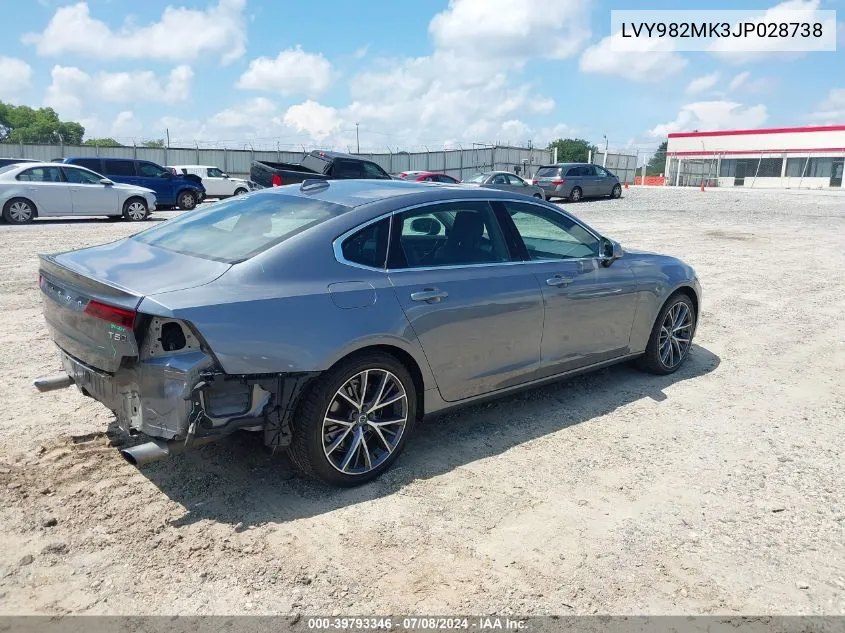 2018 Volvo S90 T5 Momentum VIN: LVY982MK3JP028738 Lot: 39793346