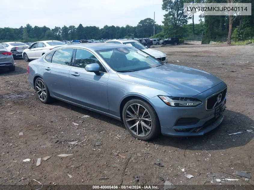 2018 Volvo S90 T5 Momentum VIN: LVY982MK3JP040114 Lot: 40085456