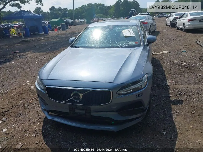 2018 Volvo S90 T5 Momentum VIN: LVY982MK3JP040114 Lot: 40085456