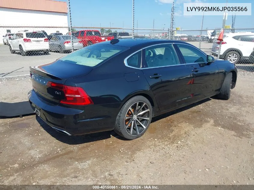 2018 Volvo S90 T6 Momentum VIN: LVY992MK6JP035566 Lot: 40150861