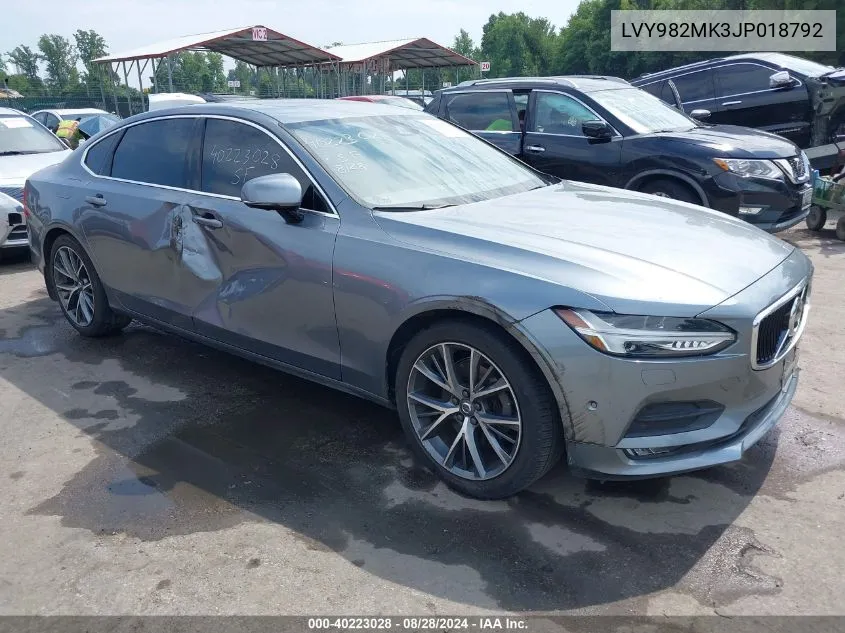 2018 Volvo S90 T5 Momentum VIN: LVY982MK3JP018792 Lot: 40223028