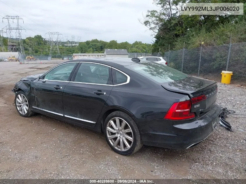 2018 Volvo S90 T6 Inscription VIN: LVY992ML3JP006020 Lot: 40289600