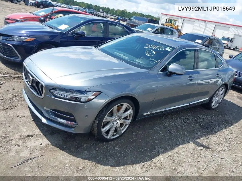 2018 Volvo S90 T6 Inscription VIN: LVY992ML1JP018649 Lot: 40395412