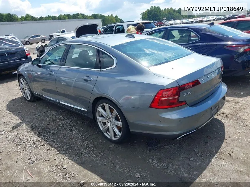 2018 Volvo S90 T6 Inscription VIN: LVY992ML1JP018649 Lot: 40395412