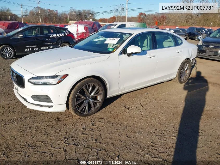 2018 Volvo S90 T6 Momentum VIN: LVY992MK2JP007781 Lot: 40851873