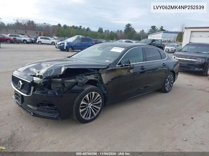 2022 Volvo S90 B6 Momentum VIN: LVY062MK4NP252539 Lot: 40754398