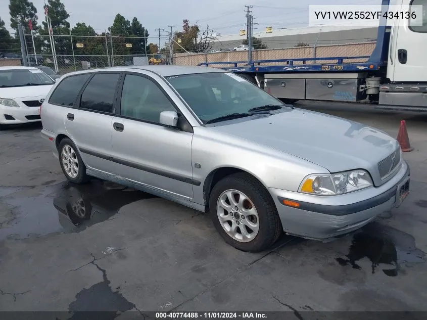 2000 Volvo V40 A/As VIN: YV1VW2552YF434136 Lot: 40774488