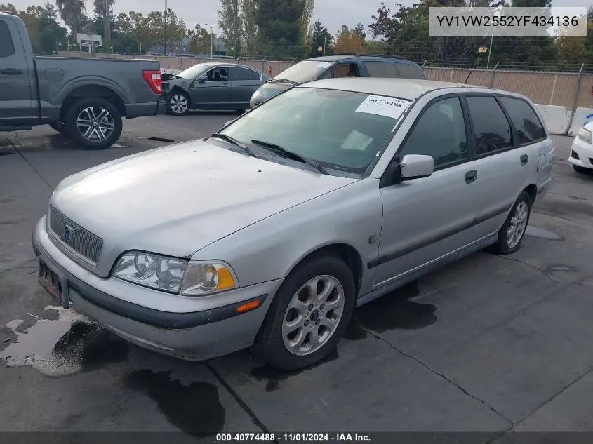 2000 Volvo V40 A/As VIN: YV1VW2552YF434136 Lot: 40774488