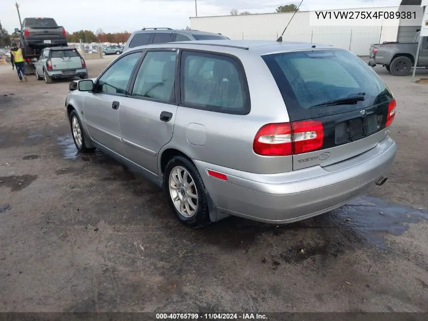 2004 Volvo V40 A/Lse VIN: YV1VW275X4F089381 Lot: 40765799