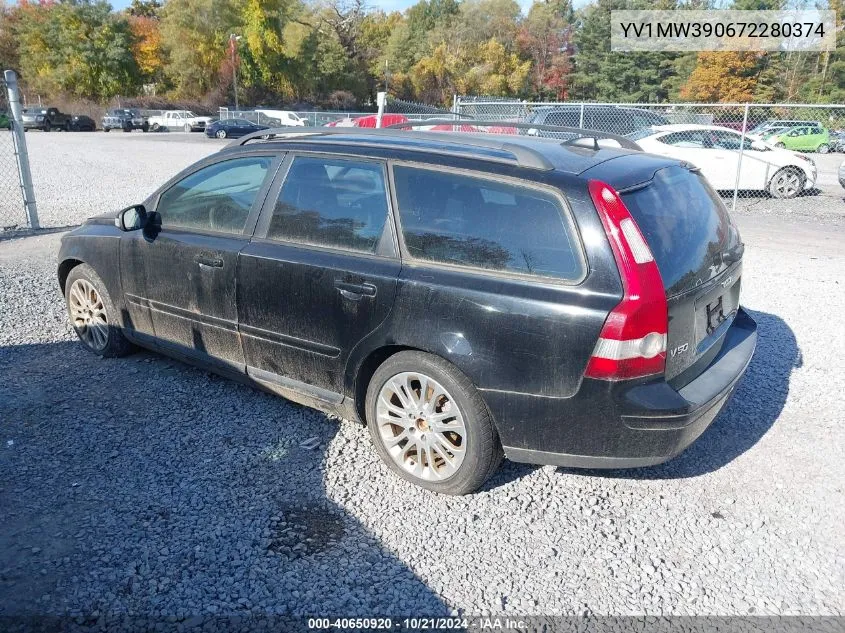 2007 Volvo V50 2.4I VIN: YV1MW390672280374 Lot: 40650920