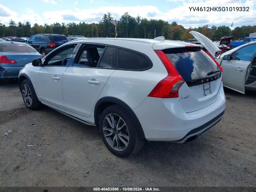 2016 Volvo V60 Cross Country T5 VIN: YV4612HK5G1019332 Lot: 40453598