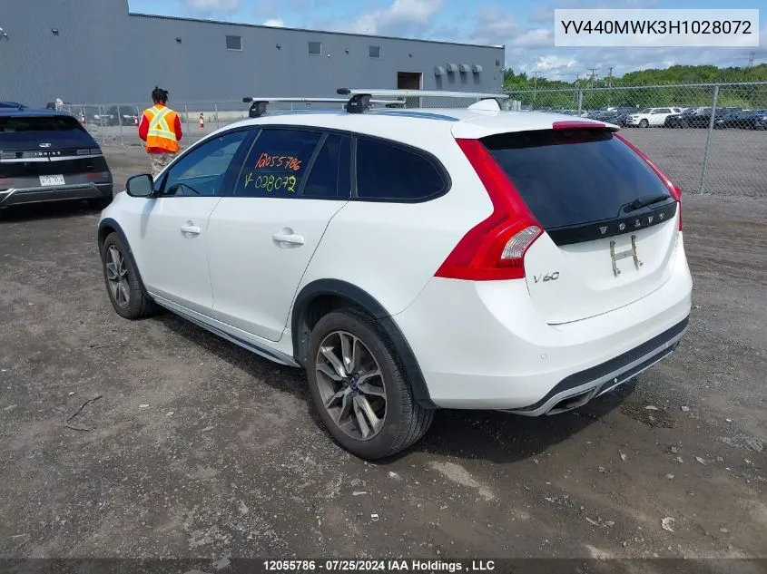 2017 Volvo V60 Cross Country Premier VIN: YV440MWK3H1028072 Lot: 12055786