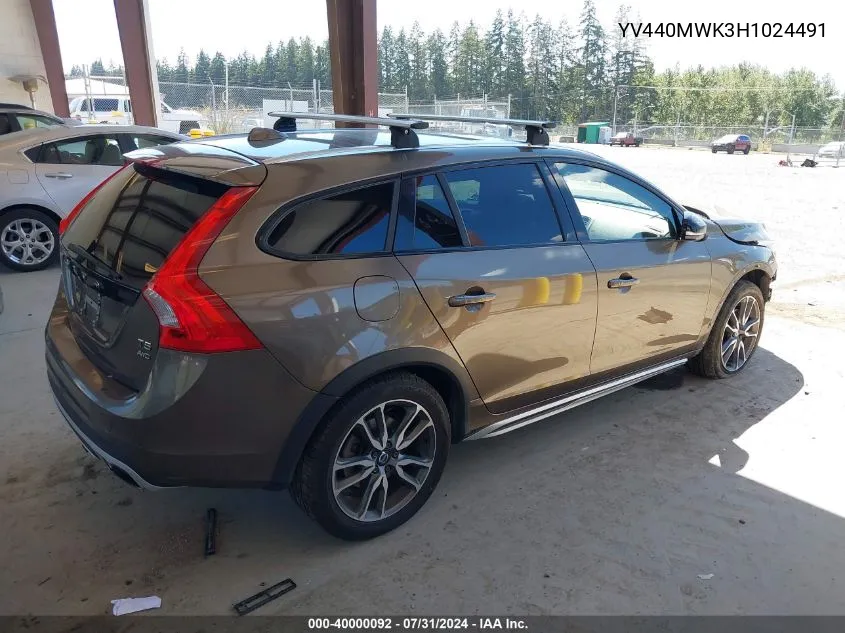 2017 Volvo V60 Cross Country T5 VIN: YV440MWK3H1024491 Lot: 40000092