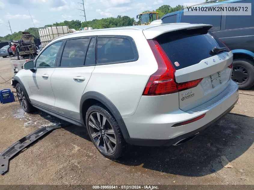 2022 Volvo V60 Cross Country T5 VIN: YV4102WK2N1086712 Lot: 39955541