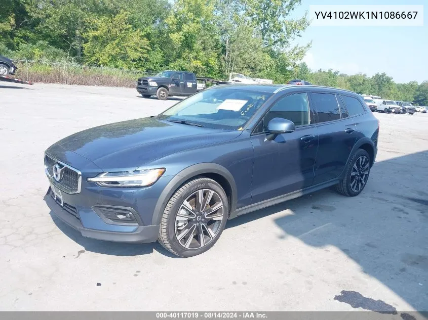 2022 Volvo V60 Cross Country T5 VIN: YV4102WK1N1086667 Lot: 40117019