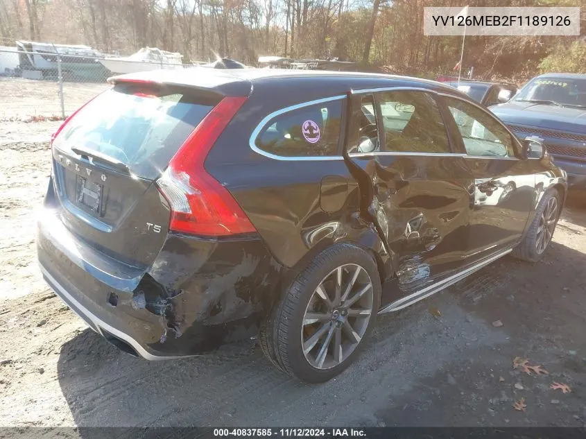 2015 Volvo V60 T5 Premier VIN: YV126MEB2F1189126 Lot: 40837585