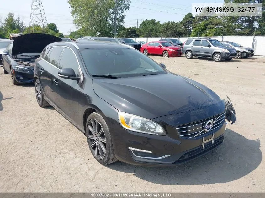 2016 Volvo V60 VIN: YV149MSK9G1324771 Lot: 12097502