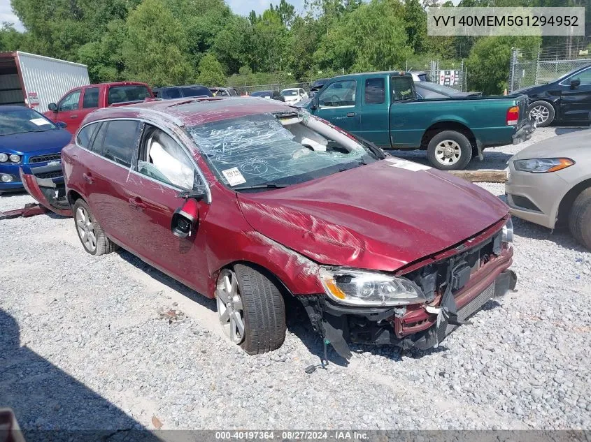 2016 Volvo V60 T5 Drive-E Platinum VIN: YV140MEM5G1294952 Lot: 40197364