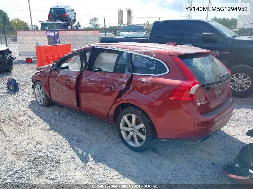 YV140MEM5G1294952 2016 Volvo V60 T5 Drive-E Platinum