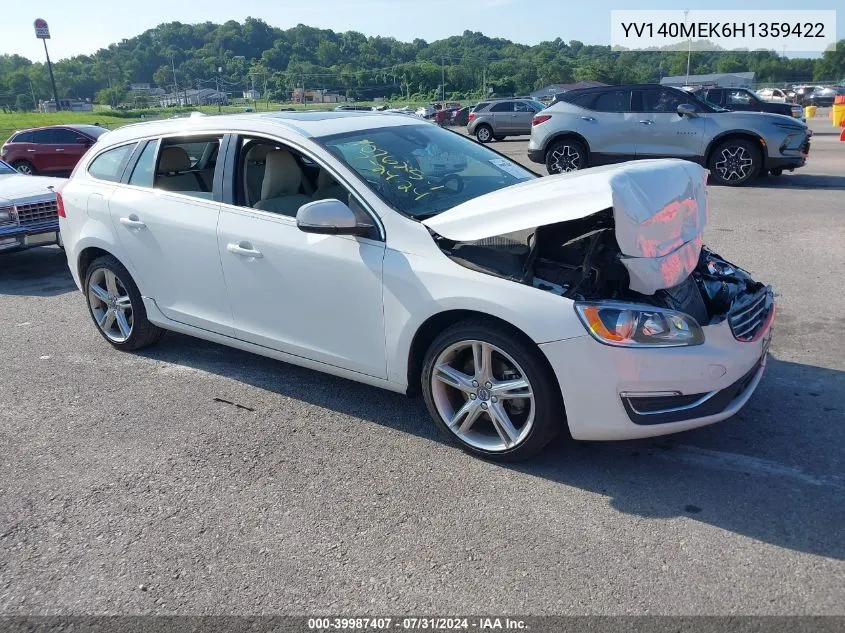 2017 Volvo V60 T5 Premier VIN: YV140MEK6H1359422 Lot: 39987407