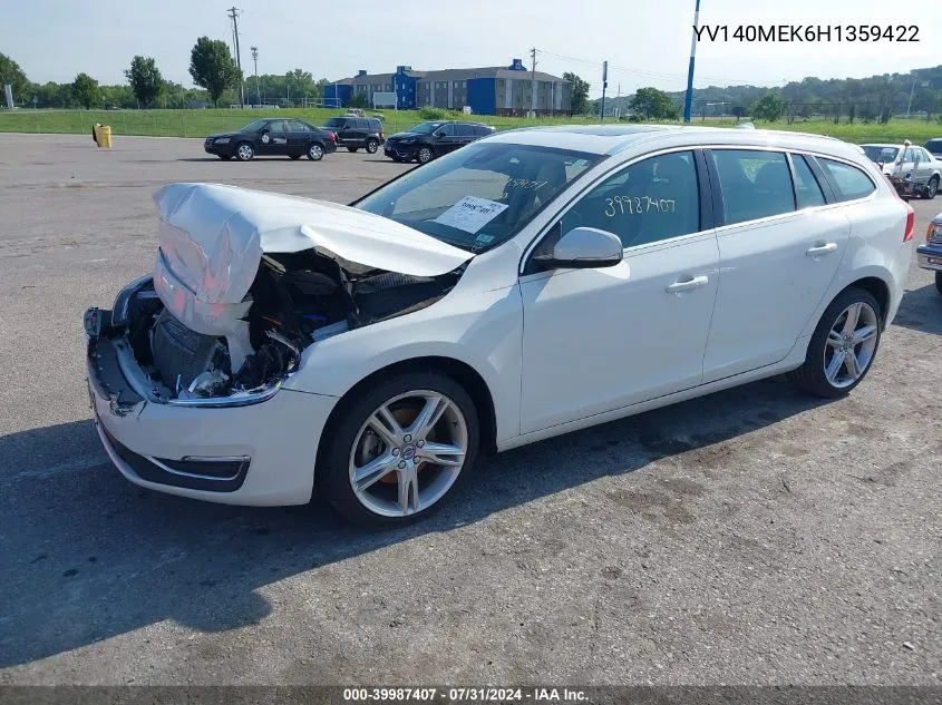 2017 Volvo V60 T5 Premier VIN: YV140MEK6H1359422 Lot: 39987407