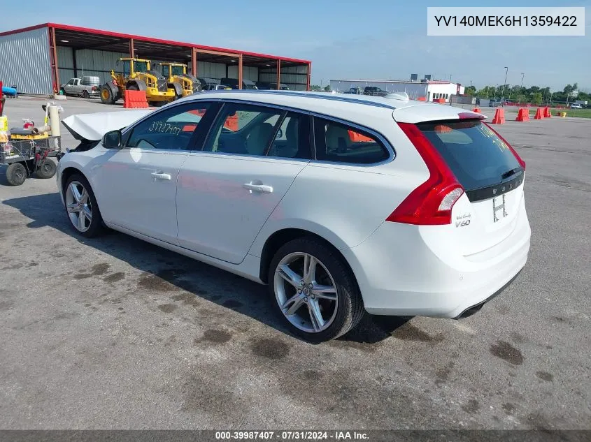 2017 Volvo V60 T5 Premier VIN: YV140MEK6H1359422 Lot: 39987407